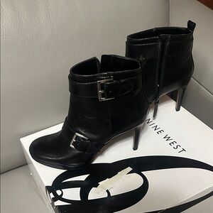 Nine West Black Heeled Boots with Buckle Detail